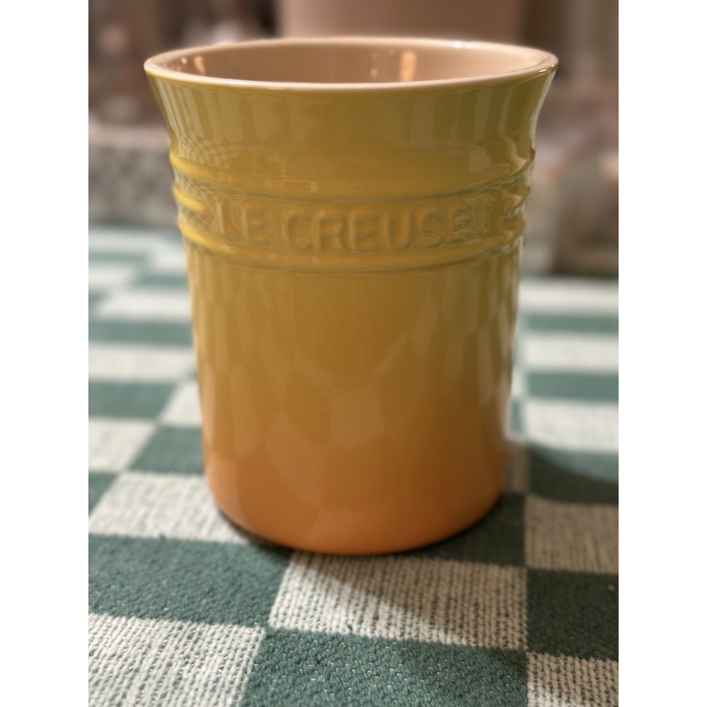 Le Creuset Stoneware Utensil Crock Holder Jar Nectar 6" Kitchen Canister